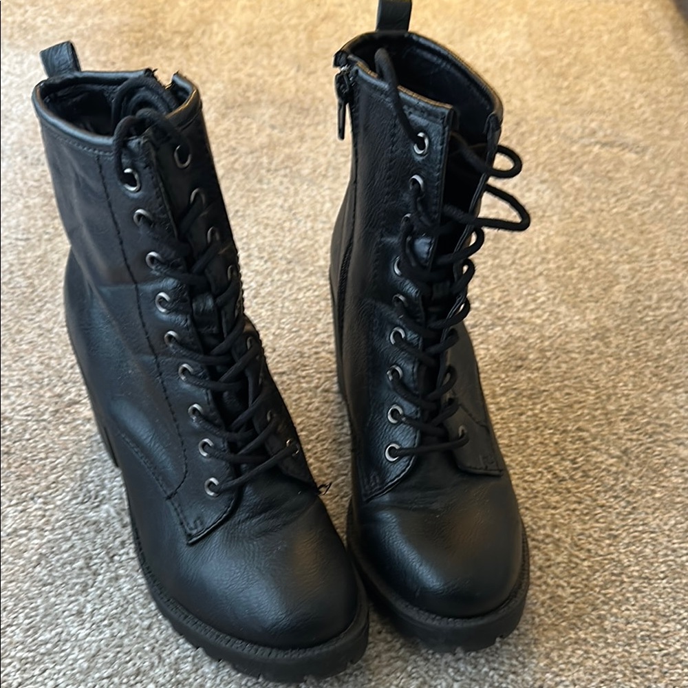 Black Lace-Up Ankle Boots
